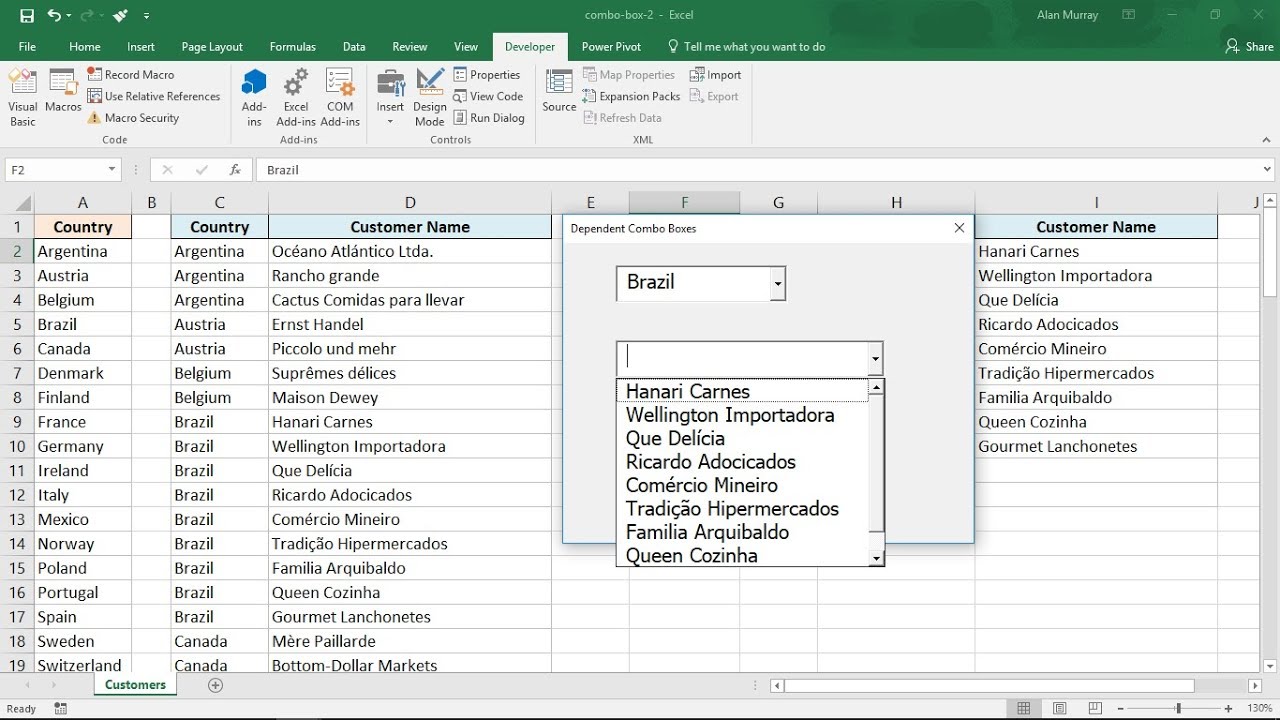 combo boxes in excel vba for mac 2013